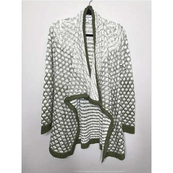 Time And Tru Flyaway Cardigan Sweater Open Front Chunky Knit Olive Green… - Picture 8 of 14